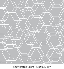 Vector artistic illustration. Abstract white polygons on gray background. Seamless pattern.