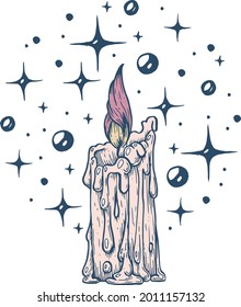 Vector, artistic illustration, handmade, made with pen and ink. Candle.