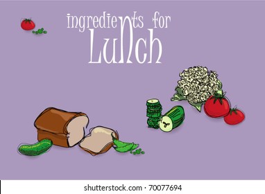 vector artistic illustration of lunch and legume