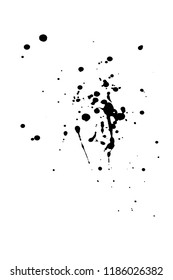 Vector artistic ink, watercolor splashes, ink blots. Black splatter. Grunge paint splotches.- stock vector