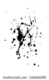Vector artistic ink, watercolor splashes, ink blots. Black splatter. Grunge paint splotches.- stock vector