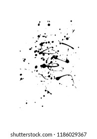 Vector artistic ink, watercolor splashes, ink blots. Black splatter. Grunge paint splotches.- stock vector