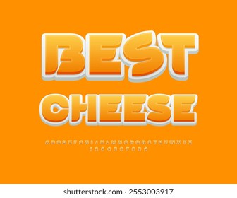 Rótulo artístico vetor Best Cheese. Fonte amarela elegante. Conjunto de letras e números do alfabeto moderno.