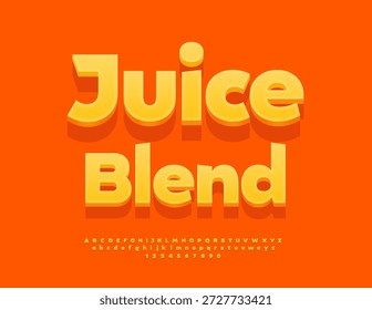 Rótulo artístico vetorial Juice Blend. Fonte Amarela da Moda. Letras e Números decorativos alfabeto 3D definidos.