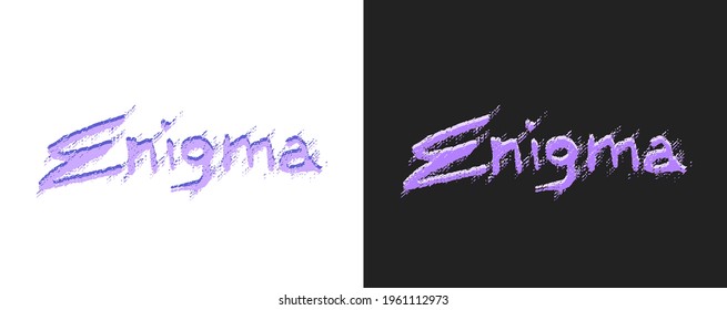 Vector artistic lettering "Enigma" on black and white background
