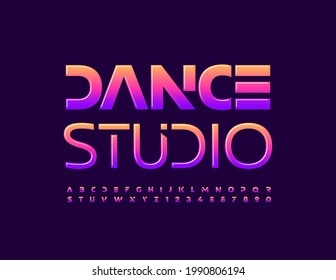 Vektorgrafik-Logo Dance Studio. Helle, glänzende Schriftart. Kreative Sammlung von Alphabet-Buchstaben und -Zahlen