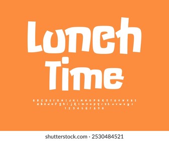 Logotipo artístico del Vector Hora del almuerzo. Fuente creativa moderna. Conjunto divertido de letras y números de alfabeto fresco.