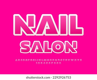 Logo artístico vectorial Nail Salon. Tipo de letra de sticker creativo. Tipo de letra. Letras, números y símbolos de alfabeto rosa de moda