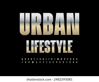 Logo artístico de Vector Urbana Lifestyle. Fuente Silver de Premium. Letras y números exclusivos de alfabeto metálico