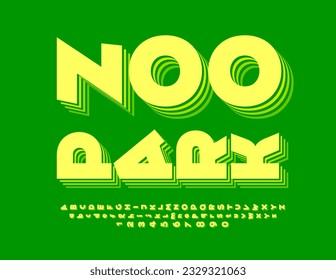 Vector artistic logo Zoo Park with 3D Bright Rotated Font. Creative Alphabet Letters and Numbers