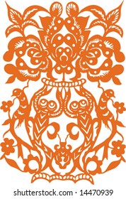 Vector of Artistic Pattern, Traditional Chinese Paper-cut