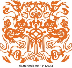 Vector of Artistic Pattern, Traditional Chinese Paper-cut