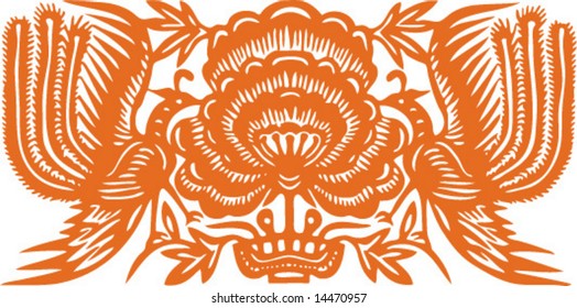 Vector of Artistic Pattern, Traditional Chinese Paper-cut
