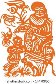Vector of Artistic Pattern, Traditional Chinese Paper-cut