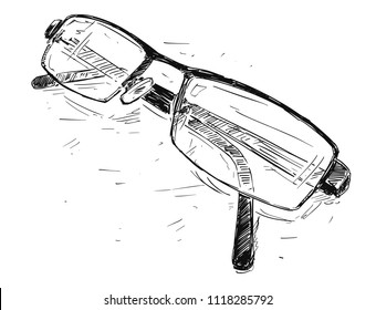 Vector artistic pen and ink sketch drawing illustration of glasses.