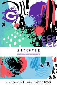 Vector artistic poster, card with text space. Hand Drawn textures. anniversary, birthday, party. Design for invitation, placard, cover, brochure, flyer. 