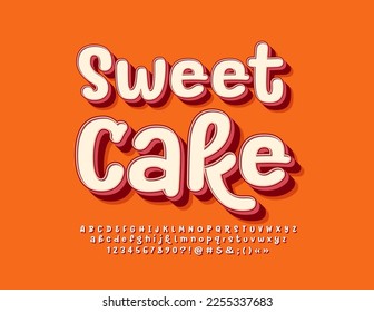 Vector artistic Poster Sweet Cake. Retro style Font. Creative Alphabet Letters, Numbers and Symbols set. 