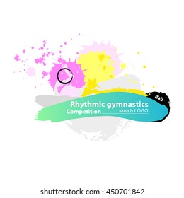 Vector artistic RG sport's inventory sketch template. Hand drawn brush stroke paint drops,sketching for graphic design, poster, banner, flayer, billboard, placard, card, competition. Art grange style.