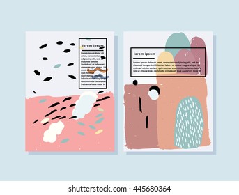 Vector artistic set of artistic creative cards. Hand Drawn textures. for poster, card, invitation, placard, brochure