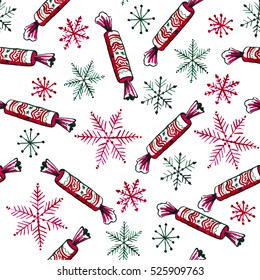 Vector artistic watercolor christmas and new year seamless pattern. Hand drawn decoration background. Good for xmas package design, packaging paper.