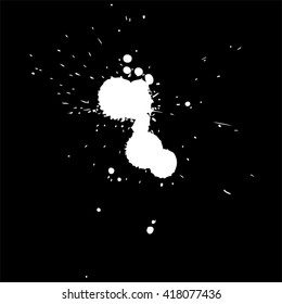 Vector artístico pintura blanca mano de la mano de la mano de la creativa tinta sucia húmeda o manchas de aceite silueta aislada en el fondo negro metáfora al arte, el grunge o el grungy, la decoración, la educación diseño de símbolos abstractos