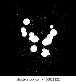 Vector artístico pintura blanca mano de la mano de la mano de la creativa tinta sucia húmeda o manchas de aceite silueta aislada en el fondo negro, metáfora al arte, grunge o grungy, decoración, educación diseño de símbolos abstracto