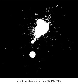 Vector artístico pintura blanca mano de la mano de la mano de la creativa tinta sucia húmeda o manchas de aceite silueta aislada en el fondo negro, metáfora al arte, grunge o grungy, decoración, educación diseño de símbolos abstracto