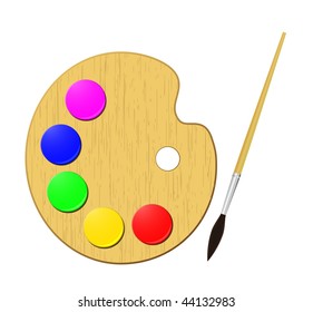 paleta e pincel do artista vetorial