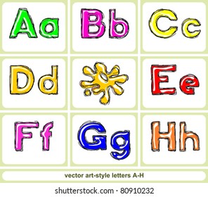 vector art-style letters A-H