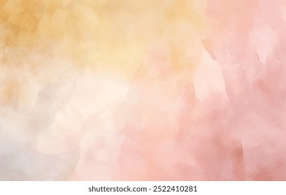 Arte vetorial de fundo de aquarela bonito, céu nublado rosa preenchido com várias sombras e tons que evocam tranquilidade e calma. Essência da natureza de uma forma vívida, artística. 