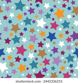 Vector artwork Blue, yellow, pink, purple, orange and white stars arranged on a teal background.  For those who have stars in their eyes ;-)