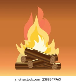 Vector artwork, in care is represented a fire, burning with wood. It is perfect for attaching it to a more complex illustration or can be used for other purposes.