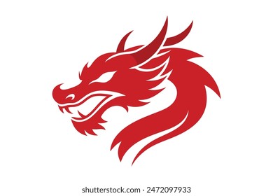 Vector artwork of a Chinese dragon head silhouette, capturing the mythical essence and intricate details of a dragon's head in a stunning, bold design.