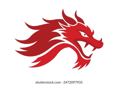 Vector artwork of a Chinese dragon head silhouette, capturing the mythical essence and intricate details of a dragon's head in a stunning, bold design.