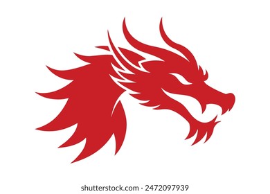 Vector artwork of a Chinese dragon head silhouette, capturing the mythical essence and intricate details of a dragon's head in a stunning, bold design.