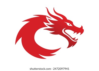 Vector artwork of a Chinese dragon head silhouette, capturing the mythical essence and intricate details of a dragon's head in a stunning, bold design.