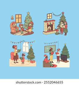 Vector artwork of Christmas carols and songs celebrating the holiday, featuring festive themes perfect for seasonal designs and decor.