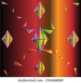 Vector artwork of colorful diamond peeling off its layers against a stunning metallic background.