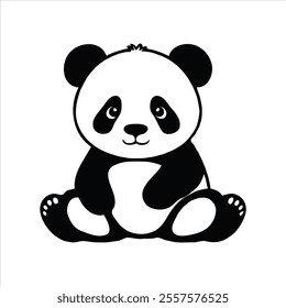 Vector Artwork of a Cute Panda Silhouette