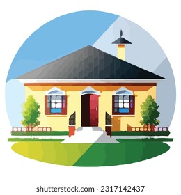 Vector Artwork Depicting a House and Lot with Coastal-Inspired Architecture