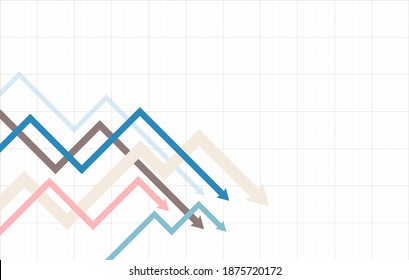 Vektorgrafiken zeigen Finanzversagen, bärtige Börse, schlechte Verkäufe, Geschäftsverluste und verlorene Investitionen.