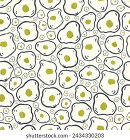 Vector artwork with hand drawn eggs on a seamless pattern.