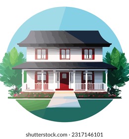 Vector Artwork Highlighting a House and Lot with Environmentally Friendly Design
