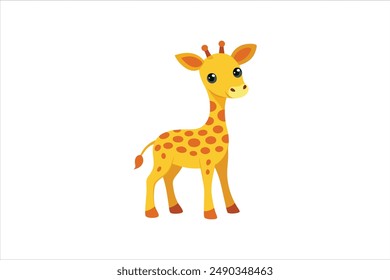 A vector artwork illustration of a curious baby giraffe looking around.