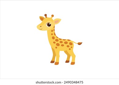 A vector artwork illustration of a curious baby giraffe looking around.