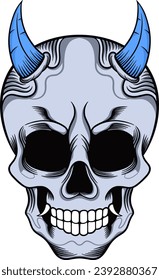 Vector artwork illustration evil skull