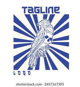 vector artwork illustration tracing a crow and a skull head