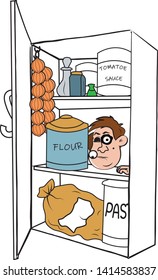vector artwork of a open refrigerator with food inside