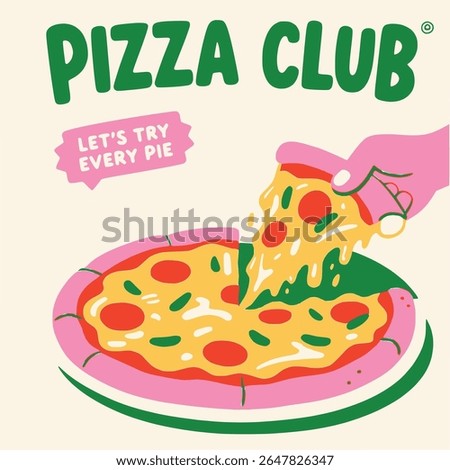 Vector artwork of a pizza club logo featuring a pizza slice.