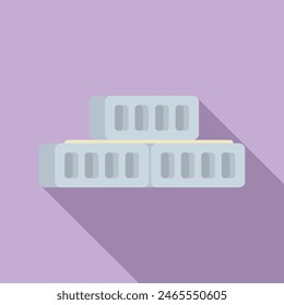 Vector artwork showcasing a minimalist design of two medication blister packs against a purple background